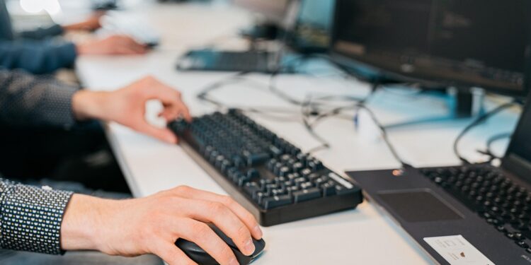 man using a computer