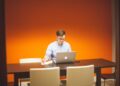 man using laptop