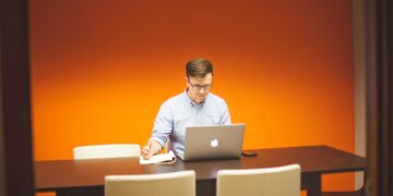 man using laptop